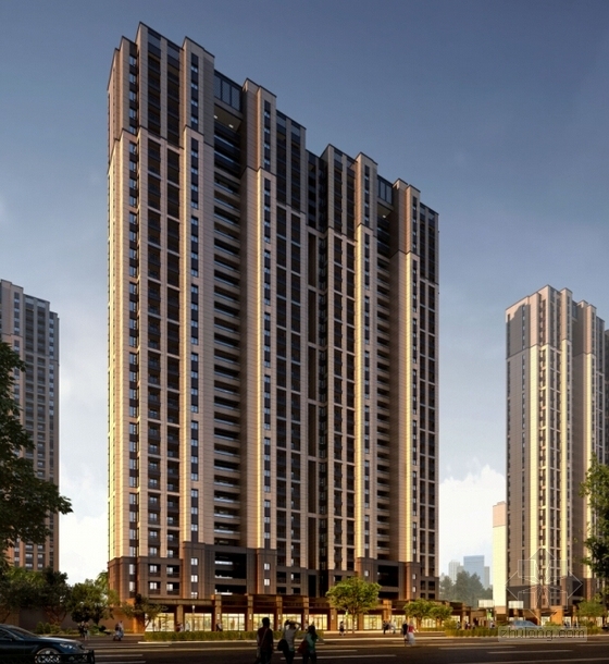 [南京]artdeco风格高层住宅区规划设计方案文本-artdeco风格高层住宅区规划单体效果图