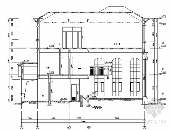 [广东]3层独栋家庭别墅施工图（含效果图）-3层独栋家庭别墅立面图