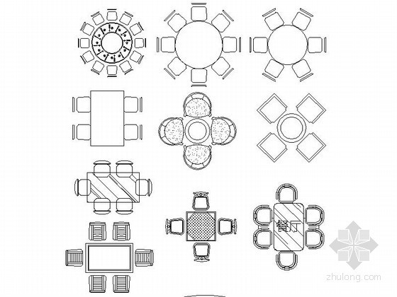 小型餐厅CAD图纸资料下载-简约现代餐厅CAD图块下载