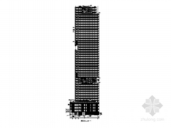 [广东]196米现代风格知名办公楼建筑施工图（含人防 图纸非常精细 含效果图）-196米现代风格知名办公楼建筑立面图