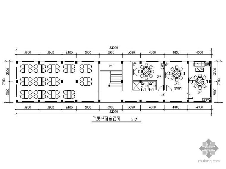 sketch会所平面图资料下载-会所餐厅楼装饰平面图