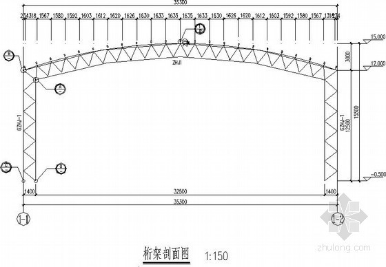 35米跨拱形生态中庭钢结构设计图- 