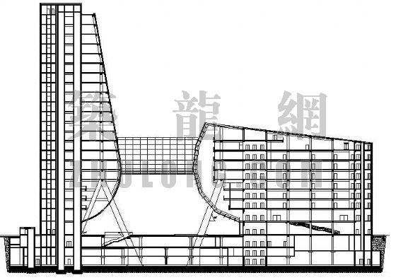 大弧线建筑方案图资料下载-某大厦建筑方案图