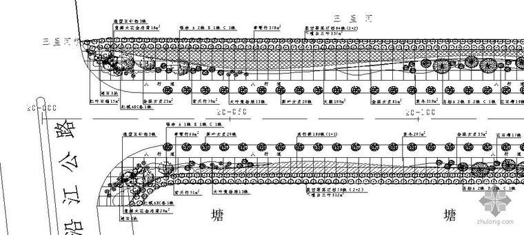 道路上边坡绿化施工图资料下载-启东市某道路绿化施工图