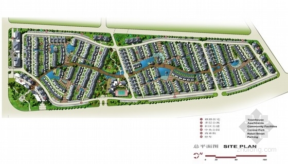 连体商业建筑SU模型资料下载-[都江堰]低层连体住宅区景观设计方案（知名公司设计）