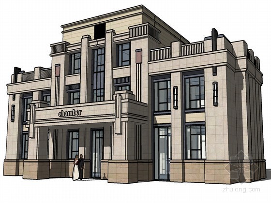 房地产新古典建筑细节资料下载-西方古典建筑SketchUp模型下载