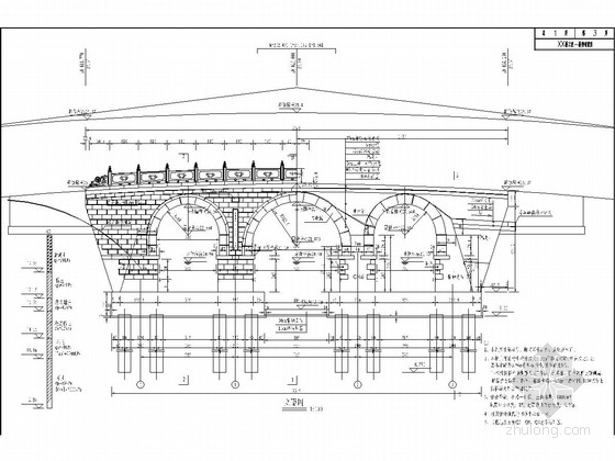 150m上承式拱桥施工图资料下载-[江苏]三跨圬工拱桥施工图