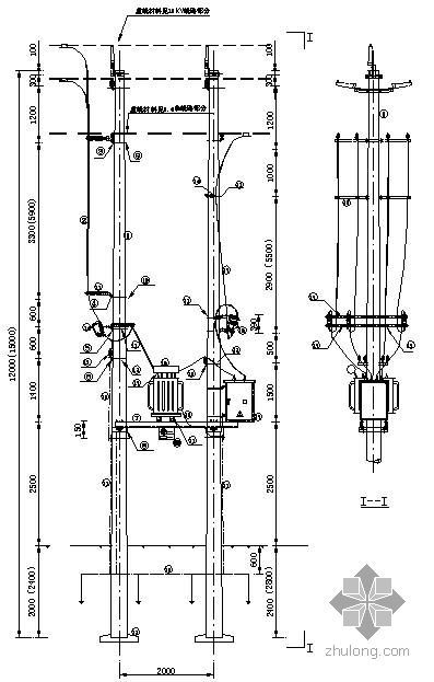 杆架式变压器安装资料下载-各种杆架式变压器组装图
