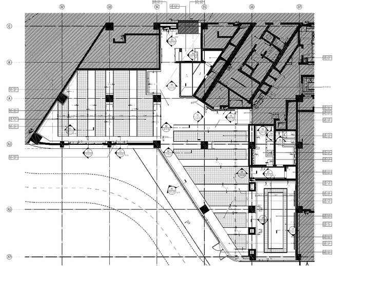 [广东]惠州五星临海度假酒店室内设计施工图-6一层中餐厅天花平面尺寸图_看图王