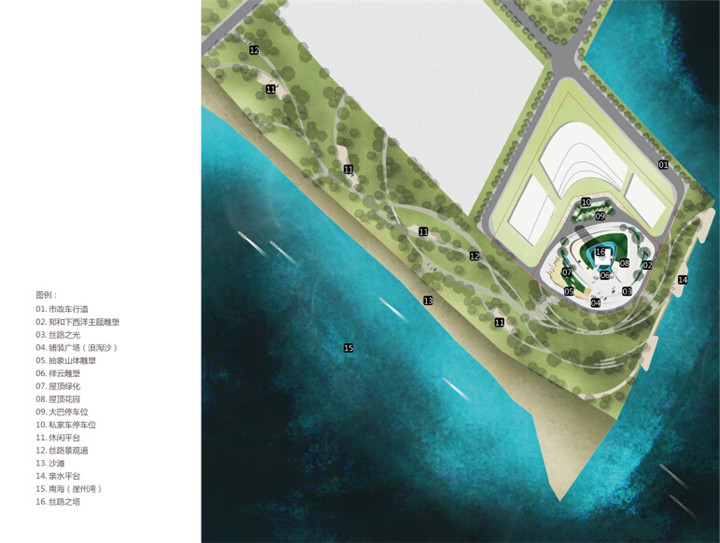 滨水景观改造概念资料下载-[海南]“丝路之塔”滨水景观概念设计方案