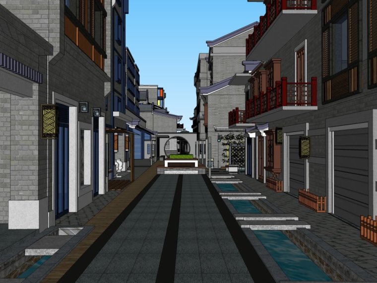 月光林地中式风格商业街建筑设计（su模型）-077a866fc43fedd26d97b4893bc8097e