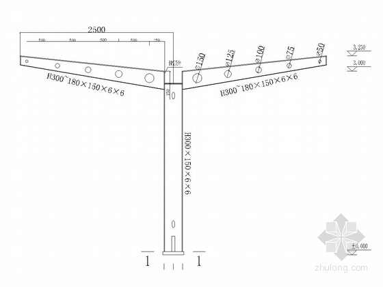 自行车车库钢结构方案图-GJ-2剖面图 