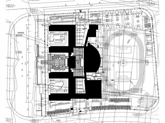 [浙江]中小学体育场给排水及消防施工图-总平面图 