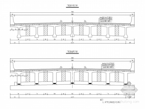 一跨20m后张法预应力砼T梁桥设计图（28张）-横断面布置图 