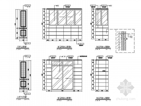 [上海]奢华法式风格151平米三居室样板间室内装修施工图生活阳台立面