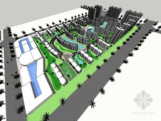 小区规划建筑SketchUp模型下载-小区规划建筑 