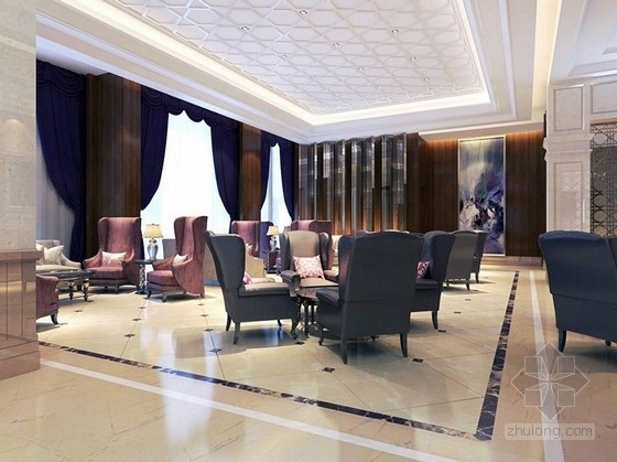 [涿州]奢华欧式新古典主义风格售楼处室内设计方案大堂效果图 