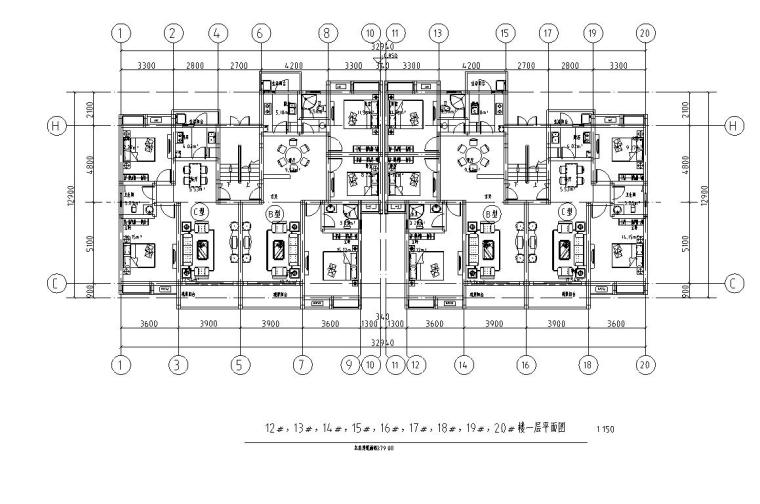 [重庆]多层现代简约中式住宅建筑设计方案文本（含CAD）-多层现代简约中式住宅建筑平面图