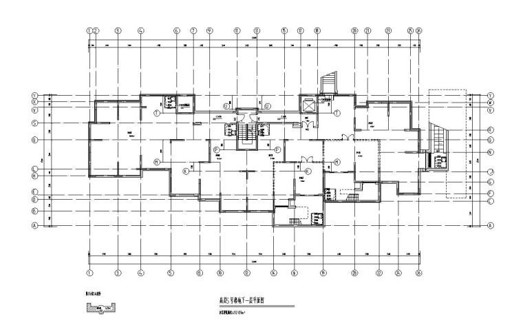 [江苏]苏州欧陆风格居住区建筑方案施工图设计（CAD）-高层5号楼地下一层平面图