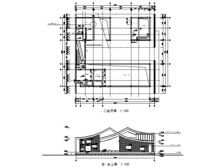 [南京]王澍三合宅建筑施工图-王澍 三合宅施工图-立面三