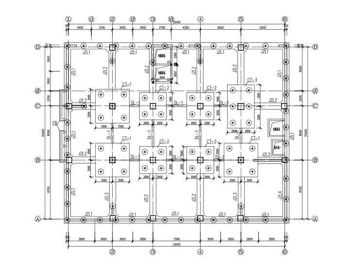 十五层框剪结构办公楼结构施工图（CAD、14张）-基础平面布置图