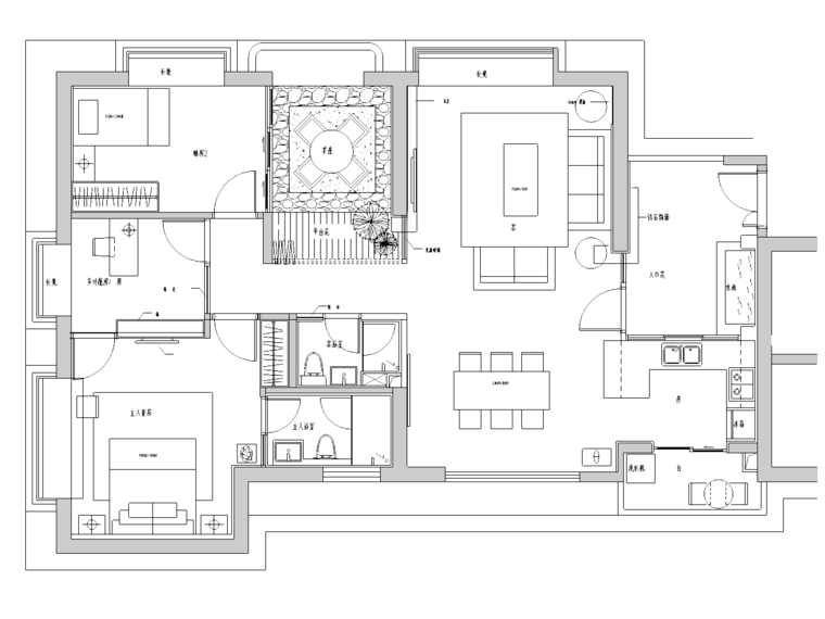 珠海华发新城三期施工图资料下载-[广东]珠海海湾国际公寓室内设计施工图及效果图