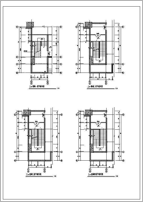 现代高层酒店综合建筑设计施工图CAD-现代高层酒店建筑楼梯大样图