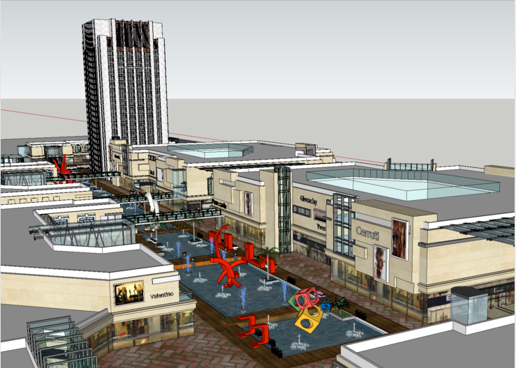 商业街su模型场景资料下载-商业街和城市综合体SU模型