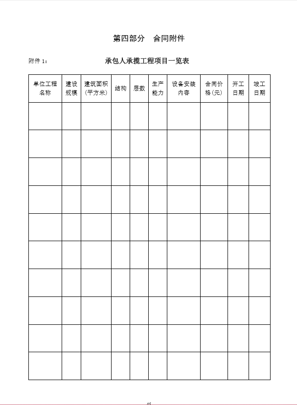 新版建设工程施工合同范本（黑龙江省）-第四部分 合同附件