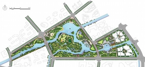 [上海]现代化城市中央公园景观规划设计方案-总平面图 