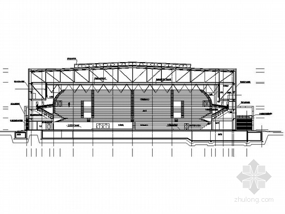 [北京]三层体育馆建筑设计方案图（含商业）-三层体育馆建筑三层体育馆建筑剖面图 