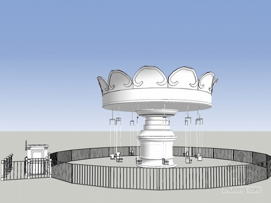 游乐设备模型下载资料下载-旋转飞椅SketchUp模型下载