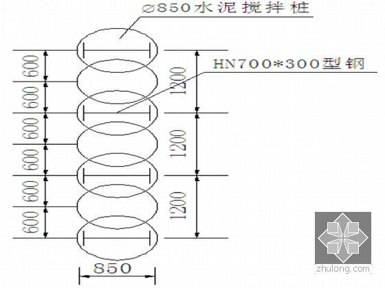 [江苏]地下通道基坑围护结构设计及开挖降水施工方案-SMW工法桩平面布置大样图