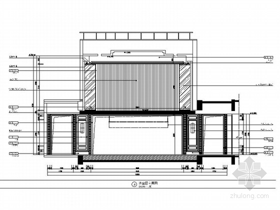 [浙江]豪华现代中式风格售楼处室内装修施工图（含高清实景图）沙盘区立面图 
