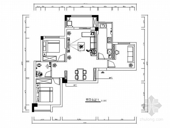 室内酒柜装修资料下载-[湖北]清新简约现代三居室室内装修设计施工图（含效果）