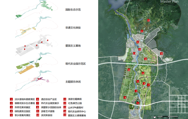 [海南]三亚槟榔河两岸滨水地区总体城市规划景观设计（生态 传统与现代）-[海南]三亚槟榔河两岸滨水地区总体城市景观设计 C-3 总平面图