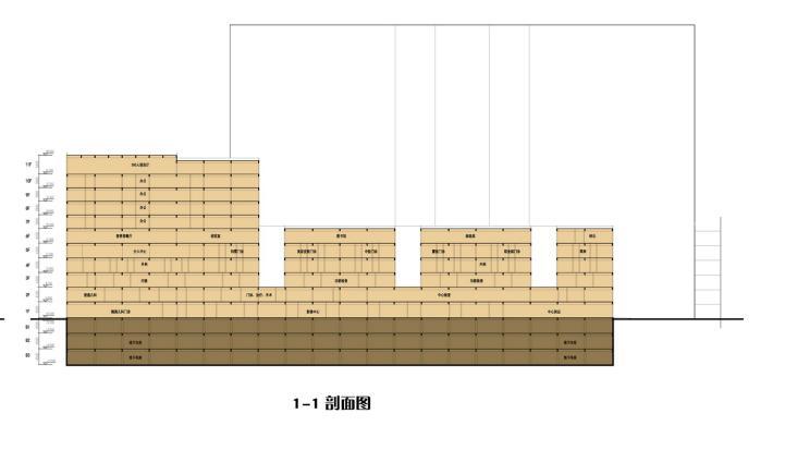 [内蒙古]高层现代风格学院附属医院门诊楼建筑设计方案文本-高层现代风格学院附属医院门诊楼建筑剖面图