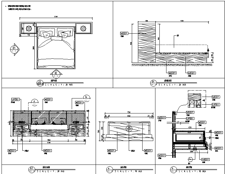 [四川]维尔酒店设计施工图（附效果图+物料表）-床屏大样图