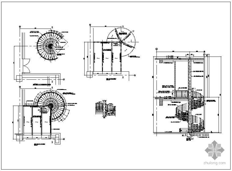 螺旋楼梯钢结构图纸资料下载-某钢结构螺旋楼梯详图