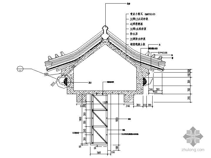 cad中式檐口资料下载-[北京]某四合院建筑施工图（经典仿古建筑）-常用檐口外墙图