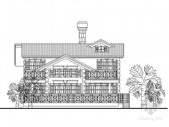 度假别墅建筑方案资料下载-某二层度假别墅建筑方案图（273平方米、西入口）