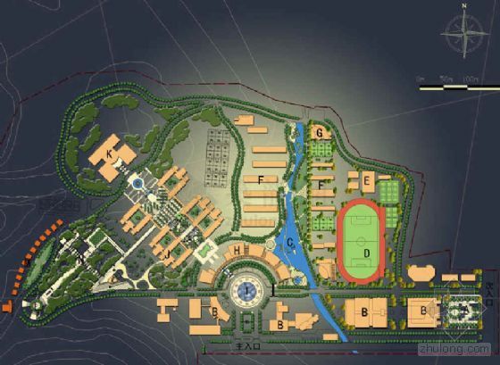 江西大学校园景观设计平面资料下载-大学校园环境景观设计方案