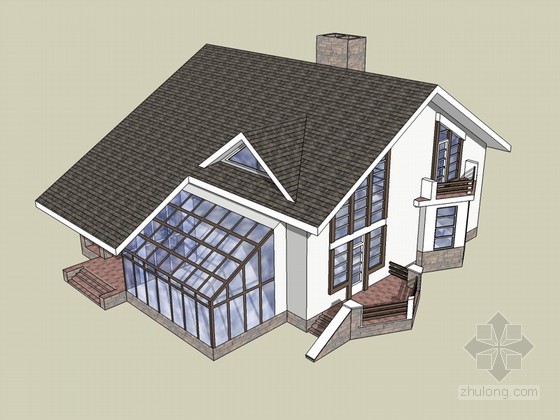 Neut玻璃坡顶住宅资料下载-坡顶住宅SketchUp模型下载