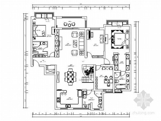 欧式豪华吊顶效果图资料下载-[上海]豪华欧式风格两层别墅施工图（含客厅效果图）