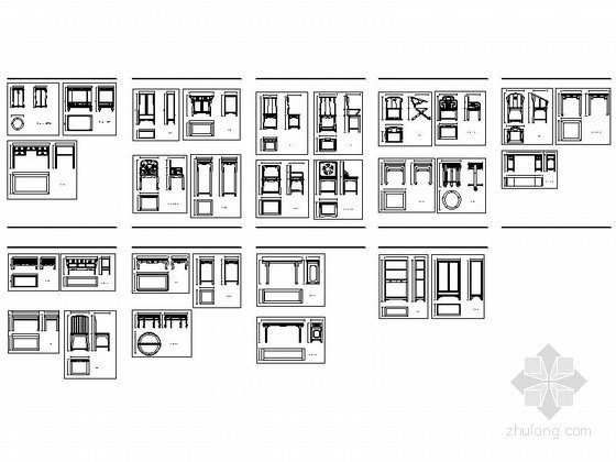 全套家具CAD图块资料下载-明清风格不同家具cad图块