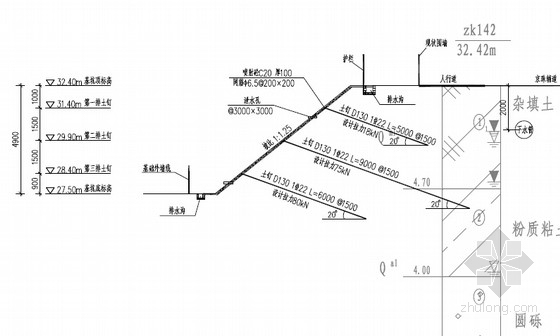 湖南桩基础施工资料下载-[湖南]基坑土钉墙支护及桩基础施工图