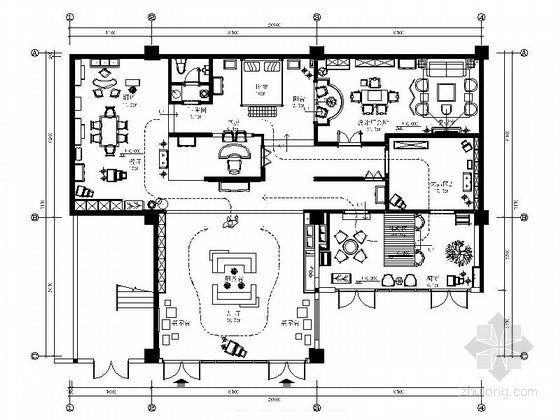 家居展厅平面布置图资料下载-[福建]高档精致怀旧家居工艺品展厅设计CAD装修图（含效果）