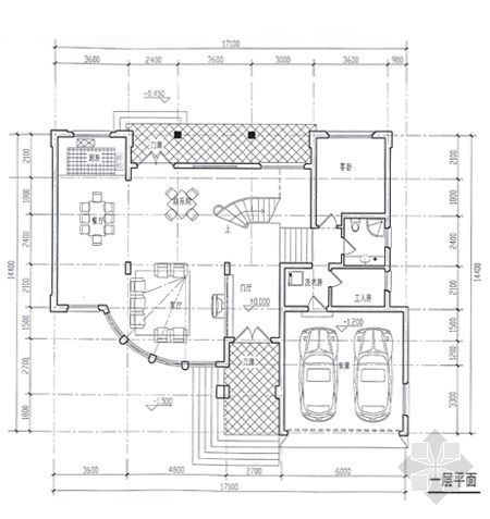 别墅模型设计效果图资料下载-某别墅平面图及效果图4