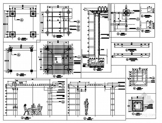 不锈钢方形井盖大样图资料下载-四方形廊架式亭施工大样