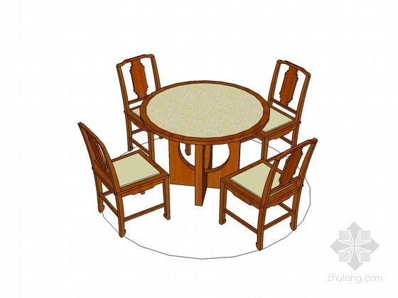 草图模型桌椅组合四人资料下载-四人餐桌